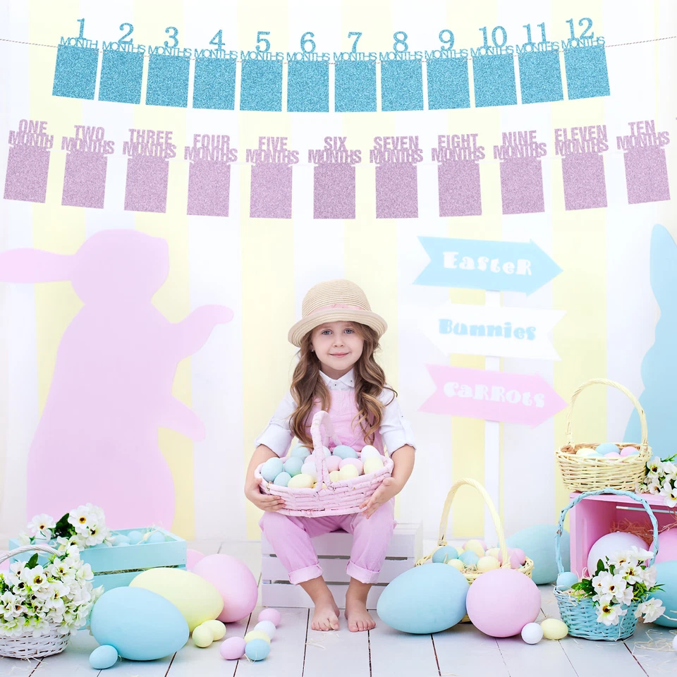 18th Birthday Photo Banner Decorations from 1 to 12 Months Gold 14 Pieces - Image 4 of 4