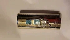 Vintage Southwestern Style Silvertone Metal & Turquoise Semi Truck Lighter Cover