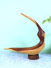 Handcrafted Natural Wooden Bird Sculpture Primitive Modern Art 6.25 Inches High