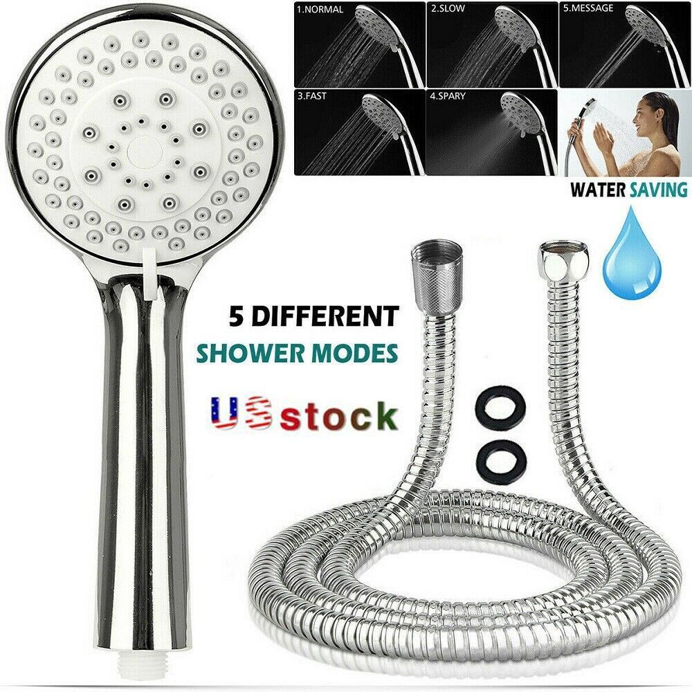 5 Spray Settings High Pressure Handheld Shower Head Massage Spa Detach