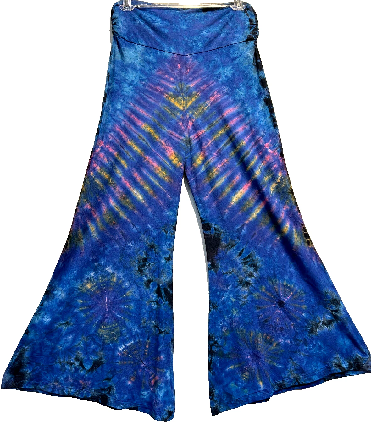 Nwt SACRED THREADS 70' tie dye boho hippie rayon knit capri PANTS M Free shippin