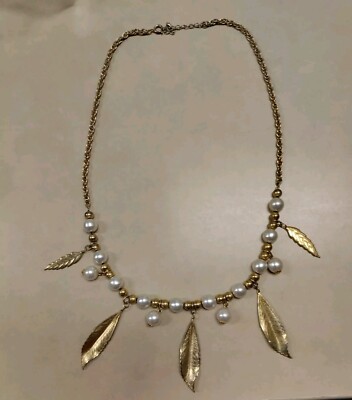 Costume Golden Feather Necklace (A3) Cosplay Theater Roleplay Rare Thrifty Find 