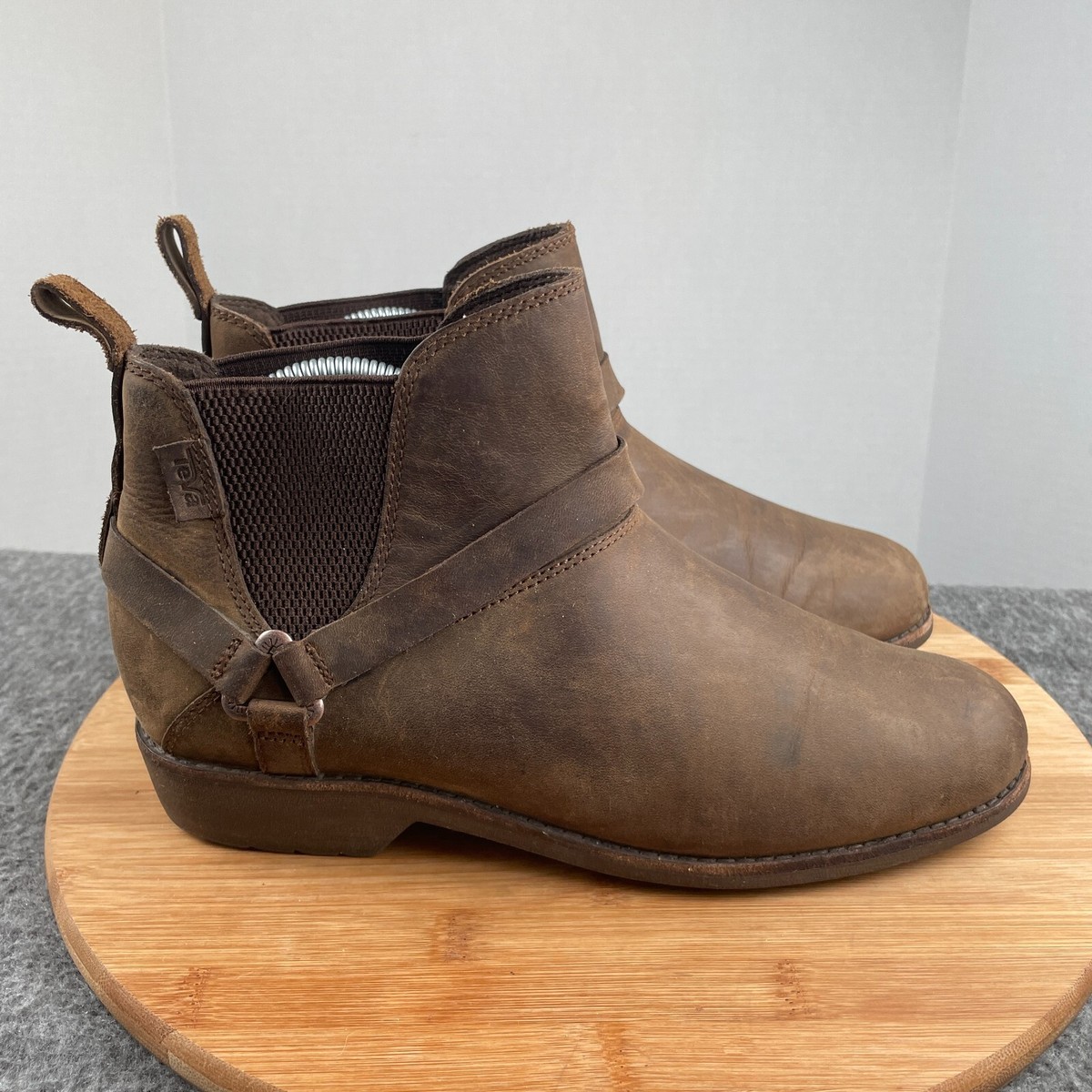 Teva Ellery Brown Leather Pull On Ankle Chelsea Lug Boot 1108069 Women Size 