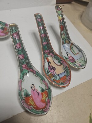 NICE  - P.C.T. & TFF Japanese Porcelain Ware Spoons Famille Rose SET OF 3
