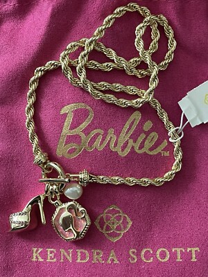 Barbie™ x Kendra Scott Gold Charm Convertible Necklace Pink
