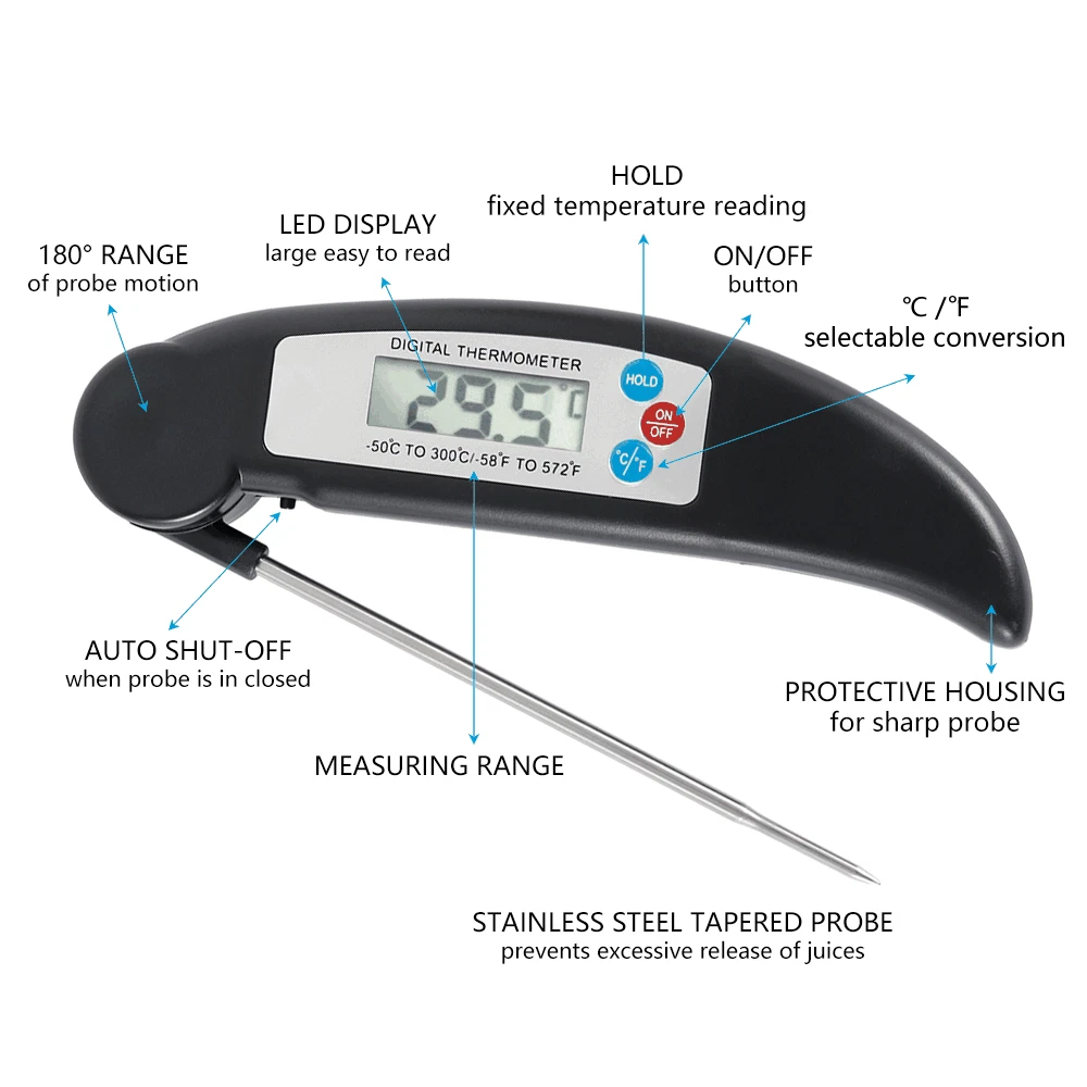 Meat Thermometer Probe Digital Grill Instant Read Food Cooking Grill Kitchen