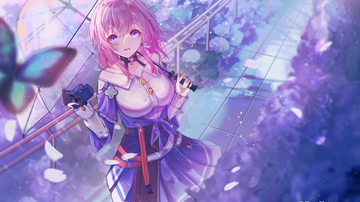 Anime honkai star rail march 7th girls gloves camera Playmat Game