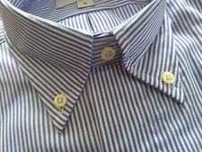 NWOT Circle Rock by Brooks Brothers Blue White Stripe Button Down 15-32 Slim