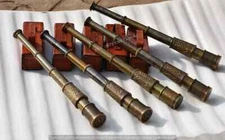 Brass Nautical Telescope Marine Antique Telescope With Leather Box Lot of 5 Pcs