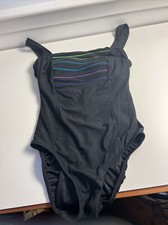 Robby Len Swimsuit Womens Size 12 One Piece Shaping Built in Bra Diagonal Stripe