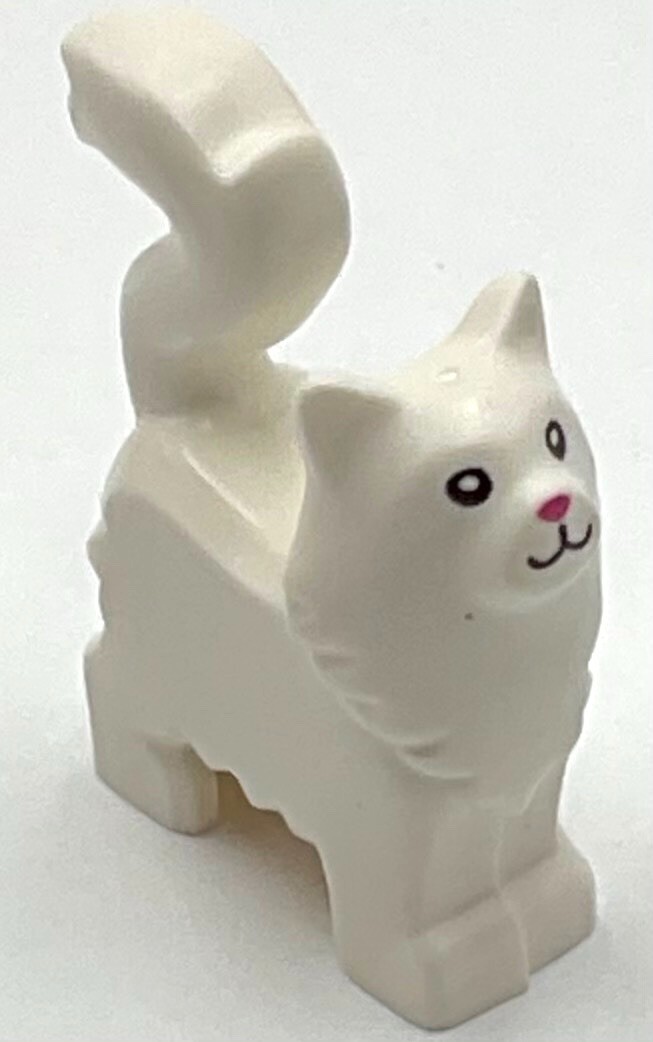 Lego New White Persian Longhair Cat Pink Nose Kitten Animal Part