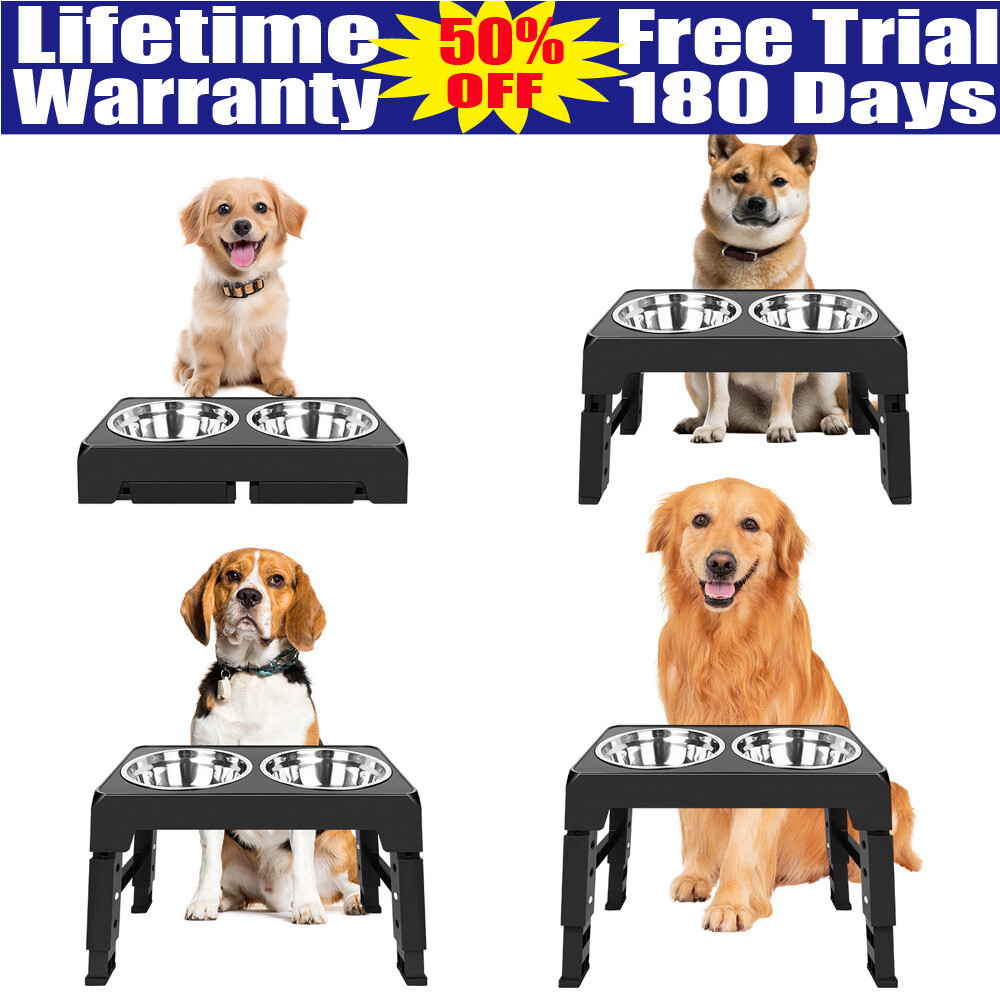 Raised Dog Bowls With Slow Feeder bowl And Non Spill Bowl, Elevated Dog Bowls.