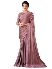 Women's Embroidery Lace Sequence Chiffon Saree With Unstitched Blouse Piece