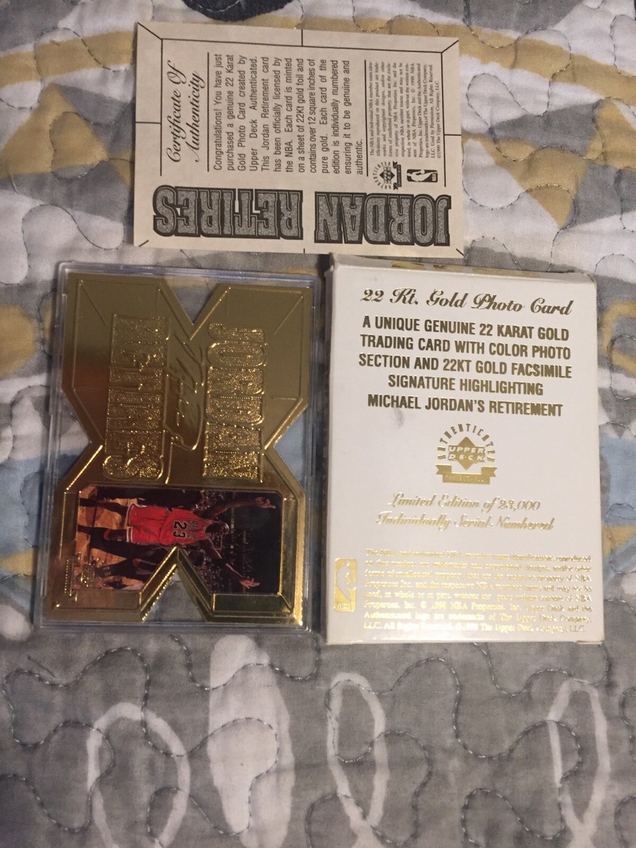 1998 Upper Deck Michael Jordan Gold Retirement Card 22 KT K Gold