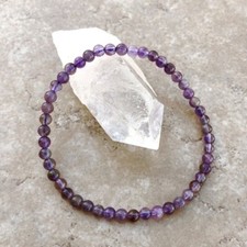 Natural 4mm Amethyst Stone Beaded Bracelet Purple Crystal Stretch Bracelet