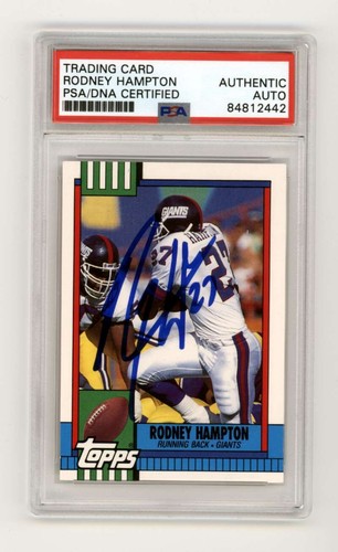 Rodney Hampton 1990 Topps Traded #30T Rookie RC Signed PSA Authentic Auto Giants