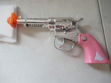 vintage metal toy cap gun pistol NO MARKINGS pink handle WORKS