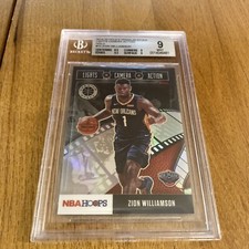 2019-20 Hoops Premium 10 Zion Williamson Lights Camera Action SILVER Holo BGS 9