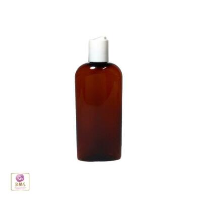 Plastic Bottles PET Amber Liquid Bottles White Disc Top Caps 4 oz (5) 9754DW