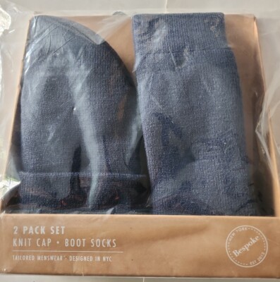 Bespoke Cuff Beanie & Boot Socks Combo- Navy Blue $40  - BRAND NEW 