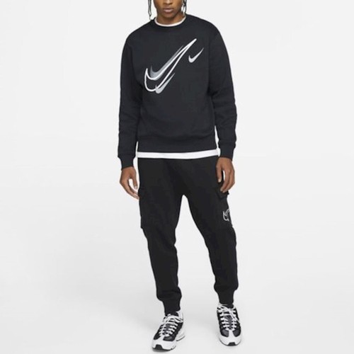 Nike Sportswear Tracksuit Mens Multi Swoosh Black Fleece Sweatshirt Jogger XXL - Afbeelding 1 van 7