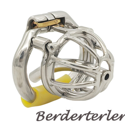 Male Stainless Steel Chastity Cage with Removable PA Puncture Urinary Tube Lock