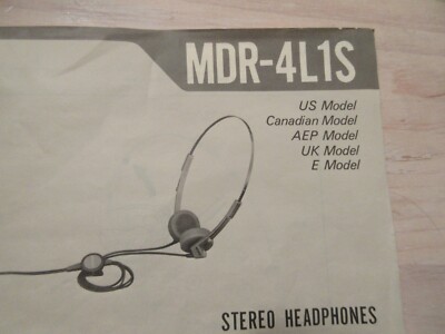 Sony MDR-4L1S Stereo Headphones Service Manual | eBay