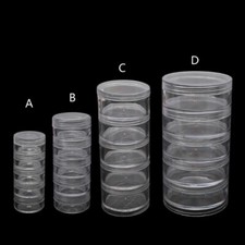 5 Layer Stackable Bead Containers Small Item Plastic Round Clear Storage Jar Box