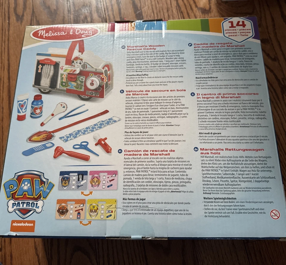 Melissa & Doug PAW PATROL 14 Piezas Madera RESCATE CADDY Vehículo Nuevo Foto 2 de 2