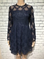 Xhilaration, Junior XS, Navy Blue Long Sleeve Lace Lined Back Zip Mini Dress