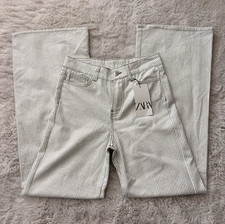 Zara Women s Green/White Striped Denim Straig...