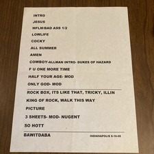Kid Rock 8-16-08 Stage Used Tour Setlist Original Indiana Deer Creek