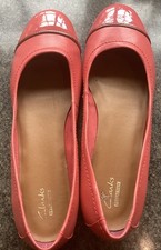 Clarks Collection Pink Ballet Pumps Metallic Toe Cap Detail Size 7