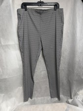 MICHAEL KORS Women’s XL Geometric Pull On Stretch Ankle Dress Pants Black White