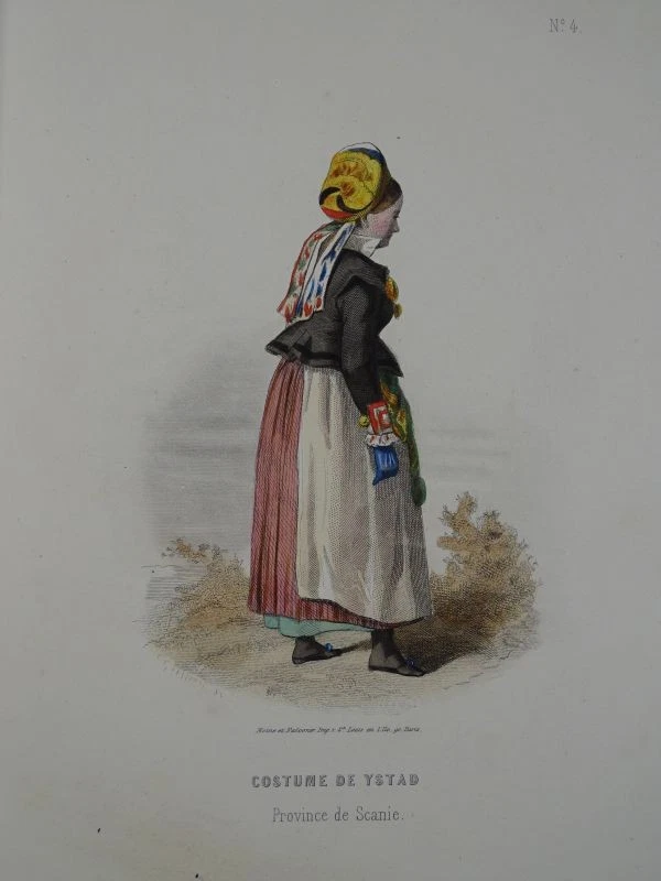 Costumes Suedois Mode Frauen Tracht Schweden Geoffroy 20 kol Stahlstiche EA 1860 - Bild 3 von 4