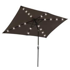 Aplus 10x6.5FT Rectangle Outdoor Solar LED Patio Umbrella for Table Yard Brown