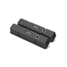 Holley 241-242 Sbc Vintage Series Finned Valve Covers - Satin Black Machined Holley 241-242 Sbc Vintage Series Finned Valve Covers - Satin Black Machined