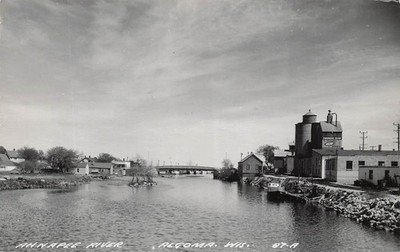 Ahnapee River Algoma Wisconsin Arcadia Rio Creek Feed Mill Photo Postcard J20