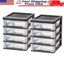 4-Drawer Desktop Organizer Compact Unit Stacking Plastic Storage Set of 2 New
