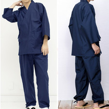Japanese SAMUE Traditional Kimono Mens Relax Work Wear Navy M-4L Kyoetsu Japan