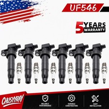 6 Ignition Coil Iridium Spark Plug Fits For Hyundai Santa Fe Kia Sorento UF546