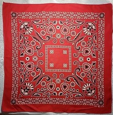 Vintage Fast Color Bandana Red Floral Elephant Trunk Down