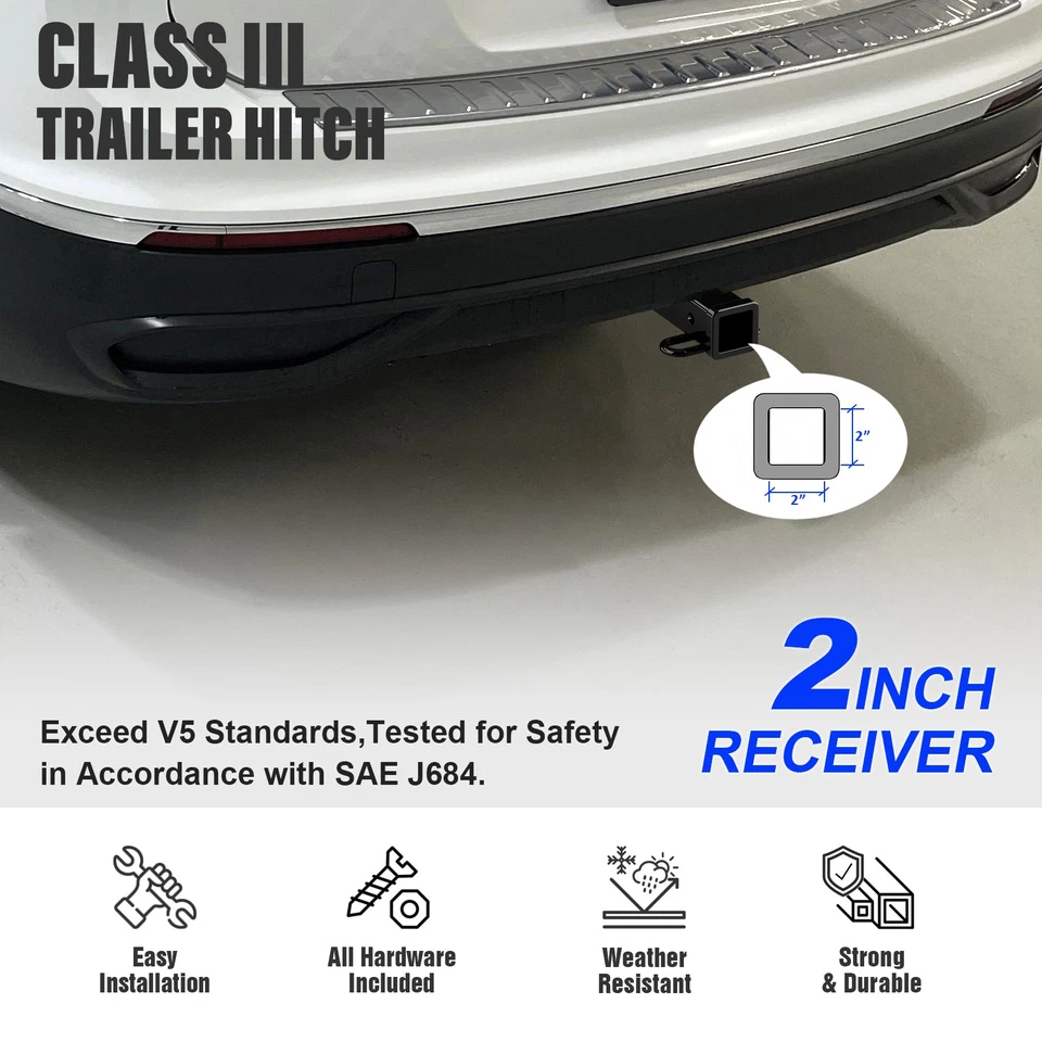 Receptor de enganche de remolque de 2 pulgadas para Volkswagen Tiguan 2018-2024 Foto 3 de 4