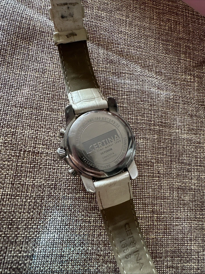 Certina Ds Podium White Leather Strap Watch  Silver Mother Pearl  - Image 3 of 4