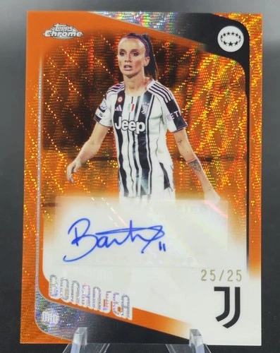 25/25≈1/1 2025-26 Topps Chrome UEFA Women's Barbara Bonansea Auto Orange Wave