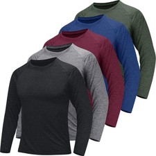 5 Pack Long Sleeve Shirts for Men - Quick Dry Moisture Wicking UPF 50 Sun Pr...
