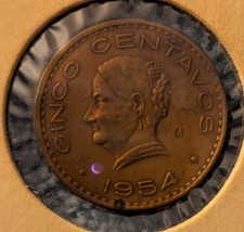 Mexico 5 Centavos Coin | Josefa Ortiz de Dominguez | Oak wreth | 1942 - 1955