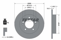 Textar Bremsscheiben Textar PRO Ø 258Mm Voll Beschichtet FüR Hyundai 92226103