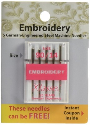 Tacony Corporation Klasse Embroidery Machine Needles, Size 14/90 5/Pkg