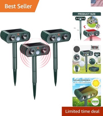 3 Pack Ultrasonic Solar Animal Repeller Waterproof Outdoor Cat Dog Repellent ...